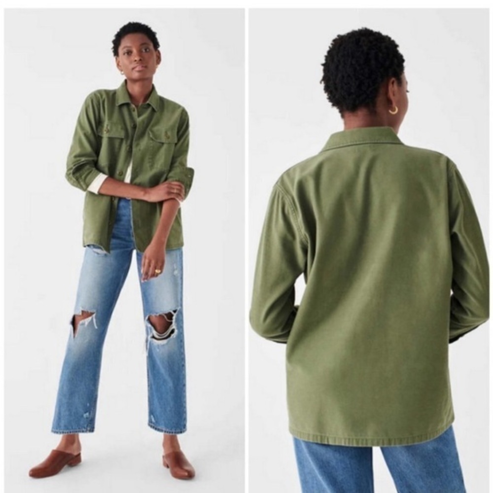 Faherty Jacket Savannah Overshirt Button Down Cotton in Olive Green